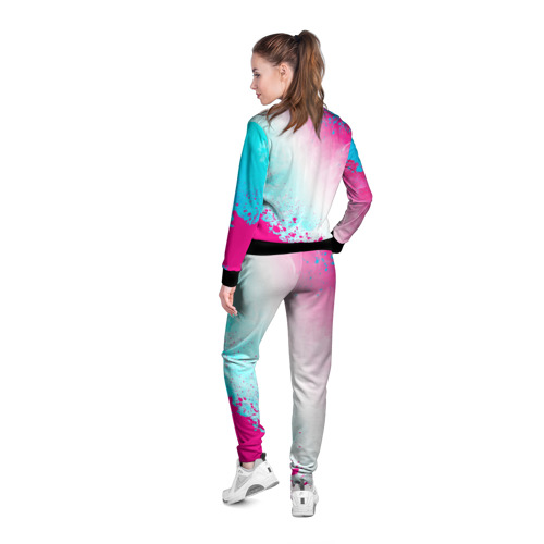Женская олимпийка 3D с принтом Valorant neon gradient style вертикально, вид сзади #2