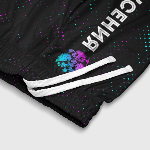 Детские спортивные шорты 3D Ксения и неоновый герб России по-вертикали, цвет 3D печать - фото 6