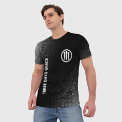 Мужская футболка 3D Three Days Grace glitch на темном фоне вертикально - фото 2