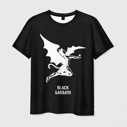 Мужская футболка 3D с принтом Black Sabbath glitch на темном фоне, вид спереди #2
