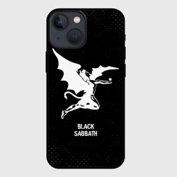 Чехол для iPhone 13 mini Black Sabbath glitch на темном фоне