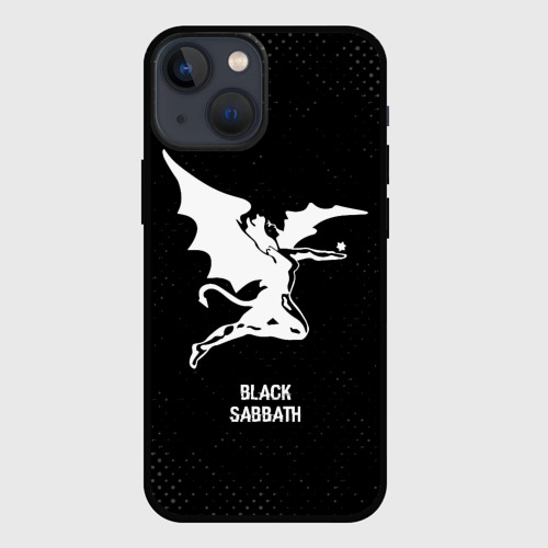 Чехол для iPhone 13 mini Black Sabbath glitch на темном фоне