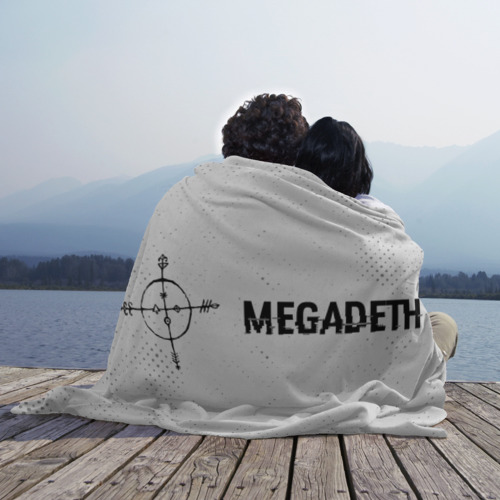 Плед 3D с принтом Megadeth glitch на светлом фоне по-горизонтали, вид сбоку #3