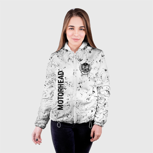 Женская куртка 3D Motorhead glitch на светлом фоне вертикально, цвет белый - фото 3