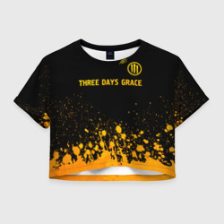 Женская футболка Crop-top 3D Three Days Grace - gold gradient посередине