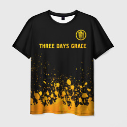 Мужская футболка 3D Three Days Grace - gold gradient посередине