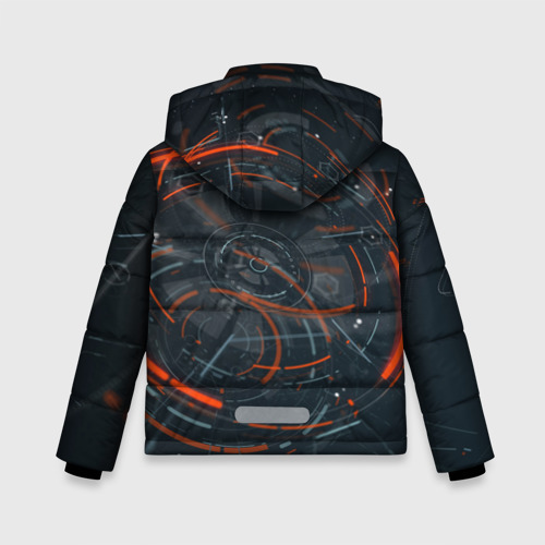 Зимняя куртка для мальчиков 3D с принтом Часовой механизм киберпанк, вид сзади #1