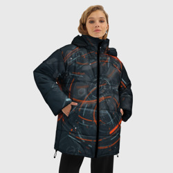 Женская зимняя куртка Oversize Часовой механизм киберпанк  - фото 2
