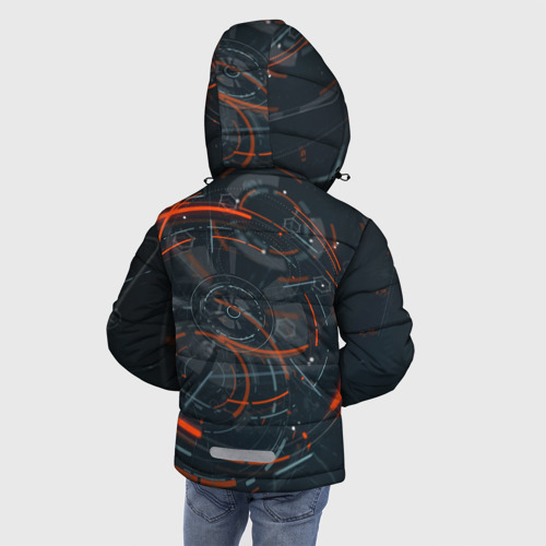 Зимняя куртка для мальчиков 3D с принтом Часовой механизм киберпанк, вид сзади #2