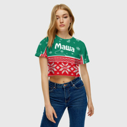 Женская футболка Crop-top 3D Маша новогодний - фото 2