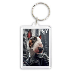 Брелок прямоугольный 35*50 Dude bull terrier in New York - ai art