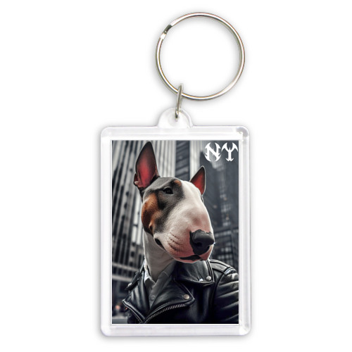 Брелок прямоугольный 35*50 Dude bull terrier in New York - ai art