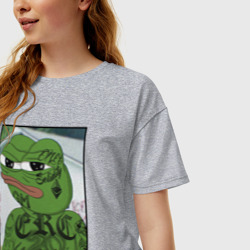 Женская футболка хлопок Oversize Pepe tattoo     - фото 2