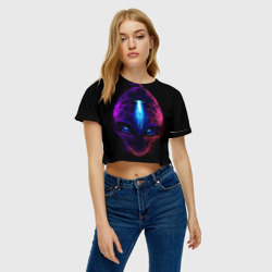Женская футболка Crop-top 3D UFO alien head  - фото 2