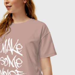 Женская футболка хлопок Oversize Make - пошумим  - фото 2