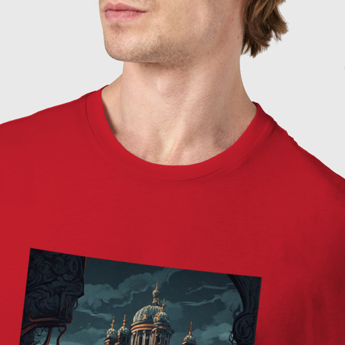 Мужская футболка хлопок Мрачный Санкт-петербург, цвет красный - фото 6
