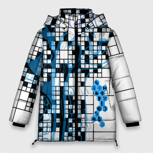 Женская зимняя куртка 3D с принтом Виртуальный тур, вид спереди #2