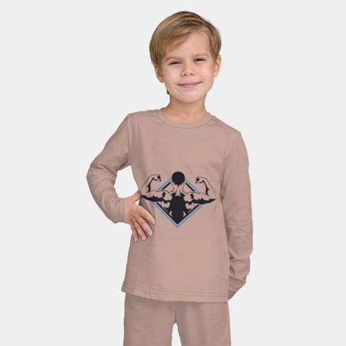 Детская пижама с лонгсливом хлопок с принтом Мотиватор, фото на моделе #1