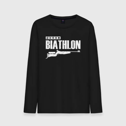 Мужской лонгслив хлопок Biathlon - снайпер, цвет черный