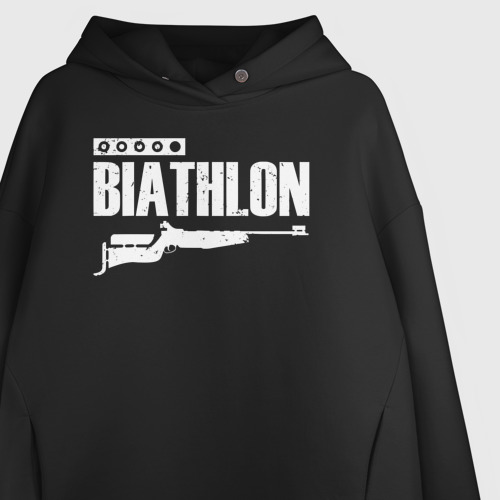 Женское худи Oversize хлопок Biathlon - снайпер, цвет черный - фото 3