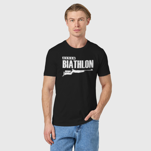 Мужская футболка хлопок Biathlon - снайпер, цвет черный - фото 3