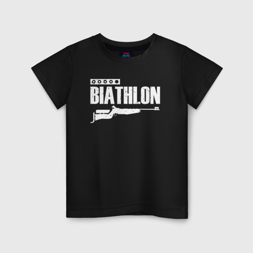 Детская футболка хлопок Biathlon - снайпер, цвет черный