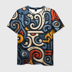 Мужская футболка 3D Абстрактный цветной паттерн в славянском стиле