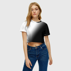 Женская футболка Crop-top 3D Точечный градиент чёрно-белый - фото 2