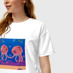 Женская футболка хлопок Oversize Влюбленные медузки - фото 2
