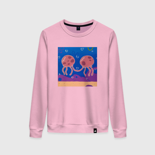 Женский свитшот хлопок Влюбленные медузки, цвет светло-розовый