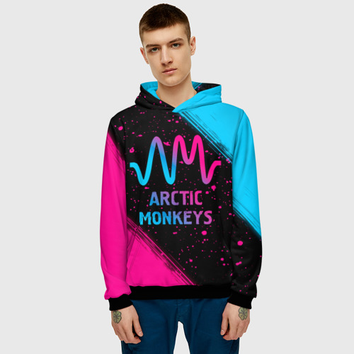 Мужская толстовка 3D с принтом Arctic Monkeys - neon gradient, фото на моделе #1