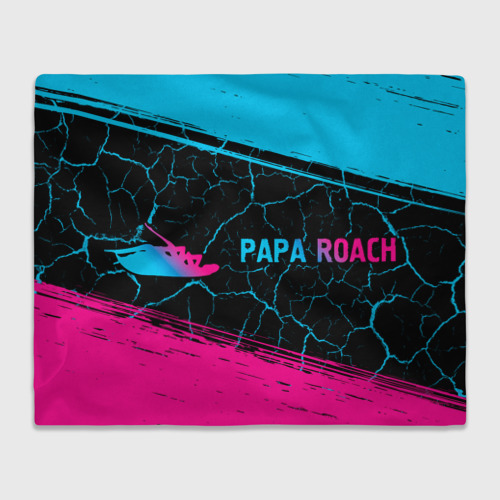 Плед с принтом Papa Roach - neon gradient по-горизонтали, вид спереди №1