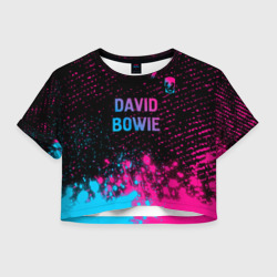 Женская футболка Crop-top 3D David Bowie - neon gradient посередине