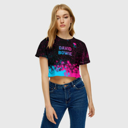 Женская футболка Crop-top 3D David Bowie - neon gradient посередине - фото 2