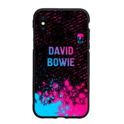 Чехол для iPhone XS Max матовый David Bowie - neon gradient посередине