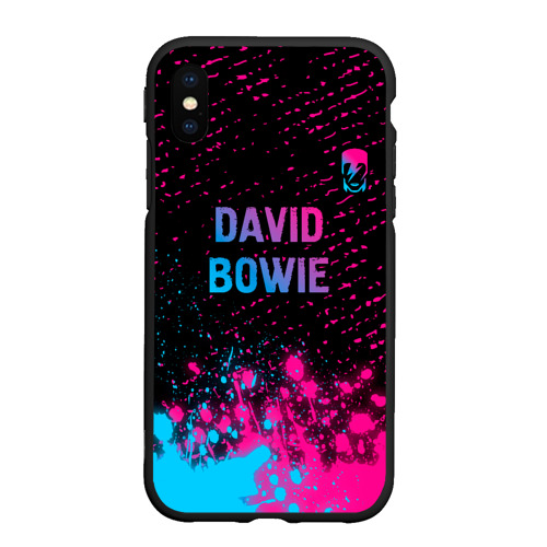 Чехол для iPhone XS Max матовый David Bowie - neon gradient посередине