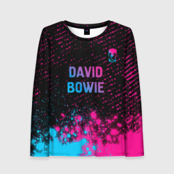 Женский лонгслив 3D David Bowie - neon gradient посередине
