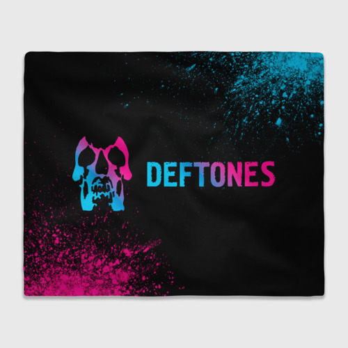 Плед с принтом Deftones - neon gradient по-горизонтали, вид спереди №1