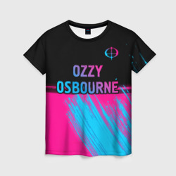 Женская футболка 3D Ozzy Osbourne - neon gradient посередине