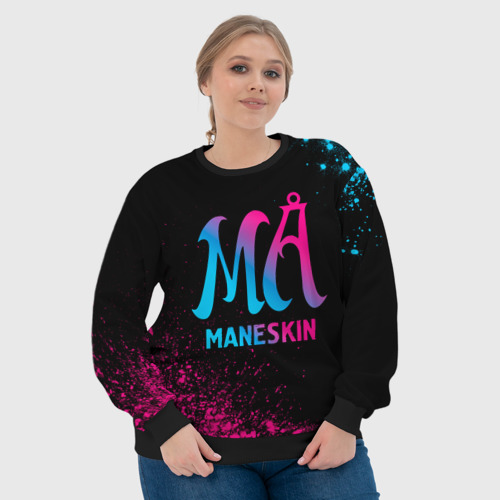 Женский свитшот 3D Maneskin - neon gradient, цвет 3D печать - фото 6