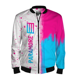 Мужской бомбер 3D Paramore neon gradient style по-вертикали