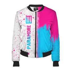 Женский бомбер 3D Paramore neon gradient style по-вертикали