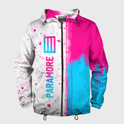 Мужская ветровка 3D Paramore neon gradient style по-вертикали