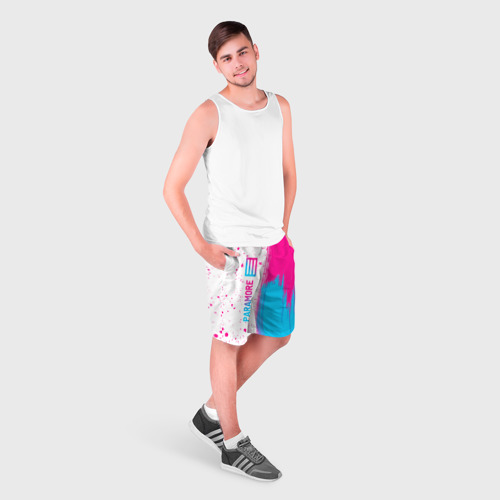 Мужские шорты 3D Paramore neon gradient style по-вертикали, цвет 3D печать - фото 3