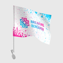 Флаг для автомобиля Breaking Benjamin neon gradient style по-горизонтали