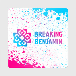 Магнит виниловый Квадрат Breaking Benjamin neon gradient style по-горизонтали