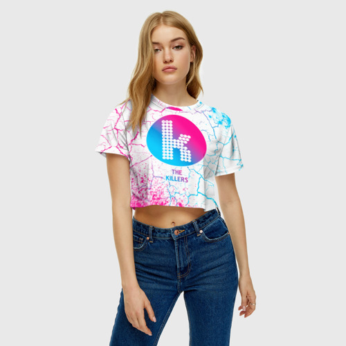 Женская футболка Crop-top 3D The Killers neon gradient style, цвет 3D печать - фото 3