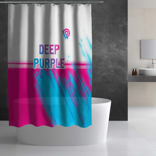 Штора 3D для ванной Deep Purple neon gradient style посередине - фото 2