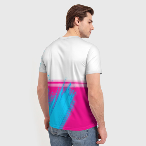 Мужская футболка 3D Deep Purple neon gradient style посередине, цвет 3D печать - фото 4