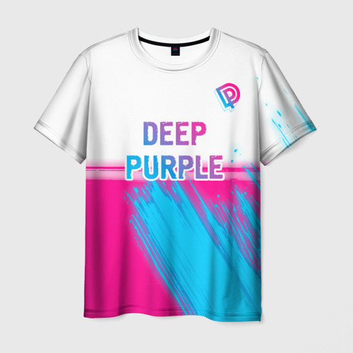 Мужская футболка 3D Deep Purple neon gradient style посередине, цвет 3D печать